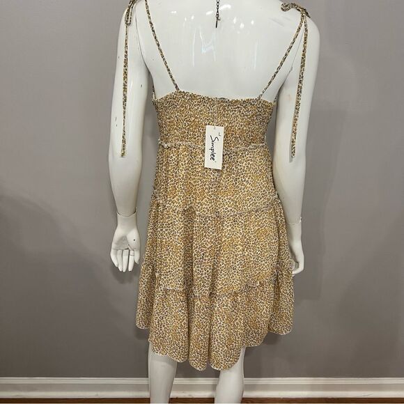 NWT Simplee Cottagecore Tiered Ruffle Cheetah Print Sundress -Juniors Large - Picture 8 of 12